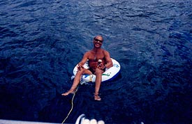 Larry Gates, your Florida Keys Dive Instructor, taking a breather in the beautiful waters off Key Largo